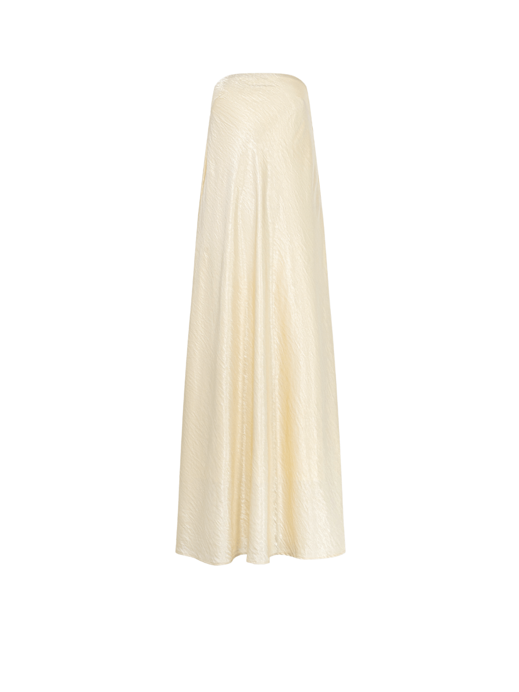 Strapless Satin Maxi Dress with Sheer Cape Overlay - COCOSIN.OFFICIAL