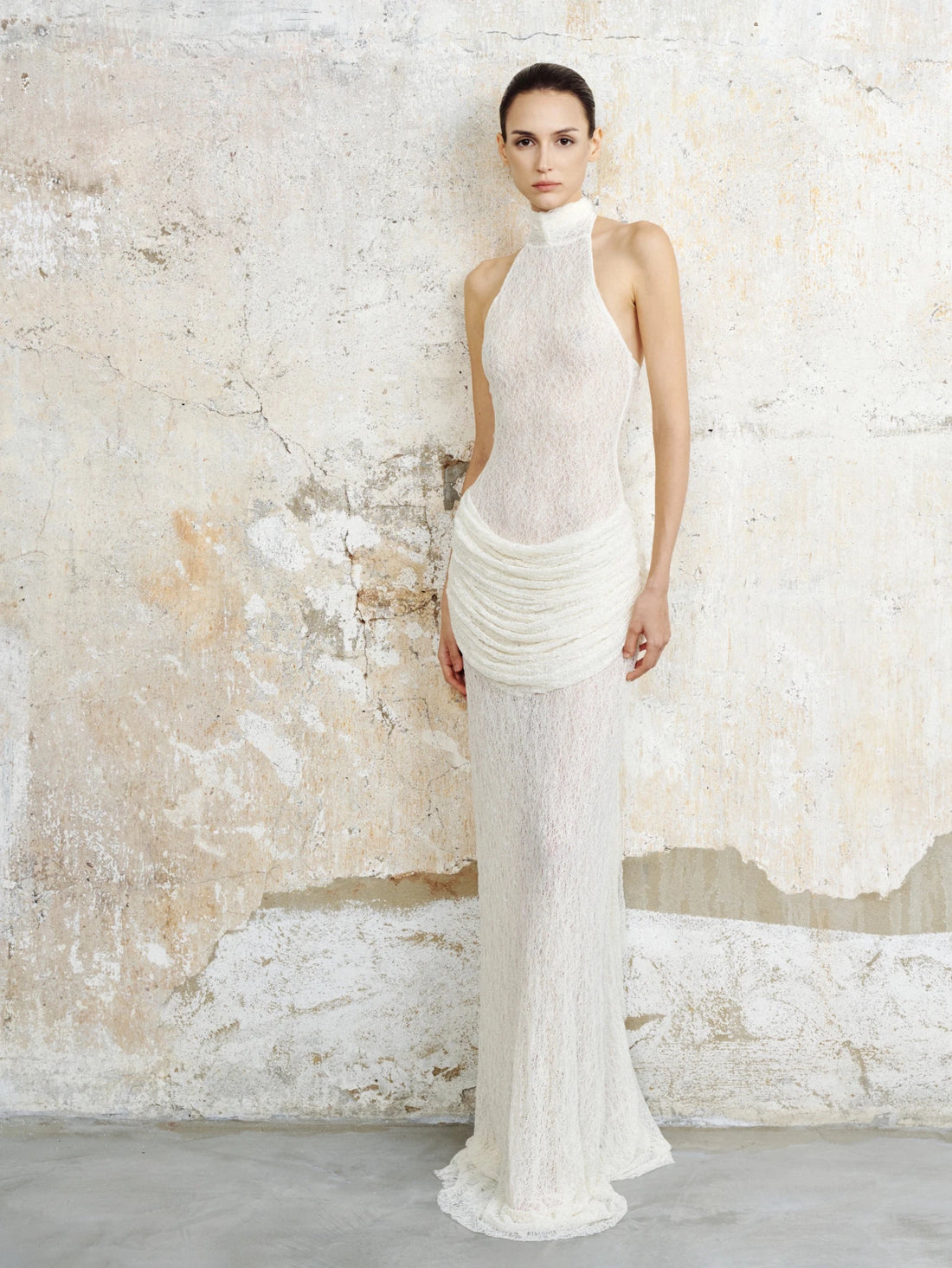 Textured Lace Halter Gown - COCOSIN.OFFICIAL