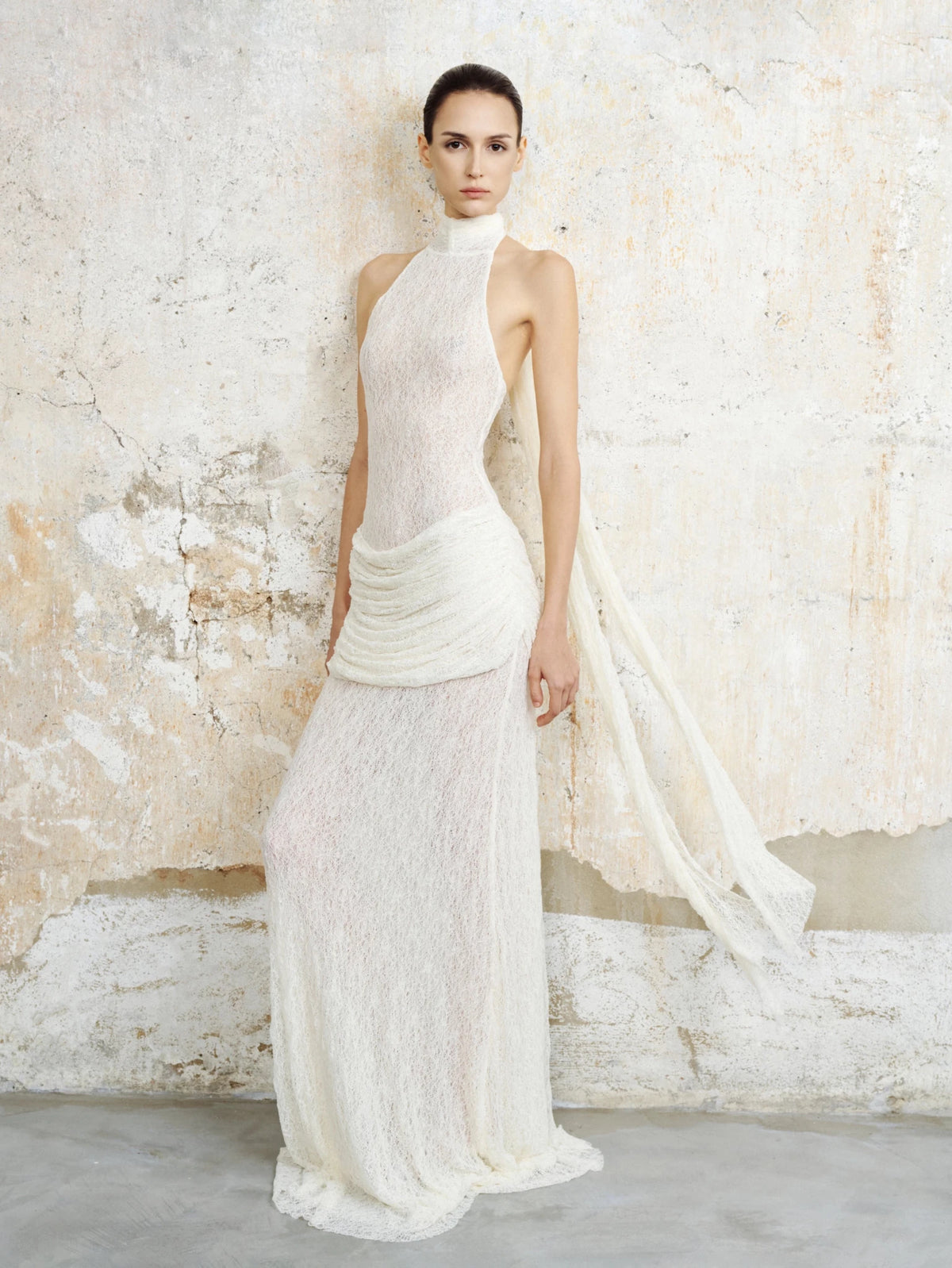 Textured Lace Halter Gown - COCOSIN.OFFICIAL