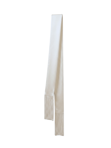 The Ivory Satin Fringe Scarf - COCOSIN.OFFICIAL