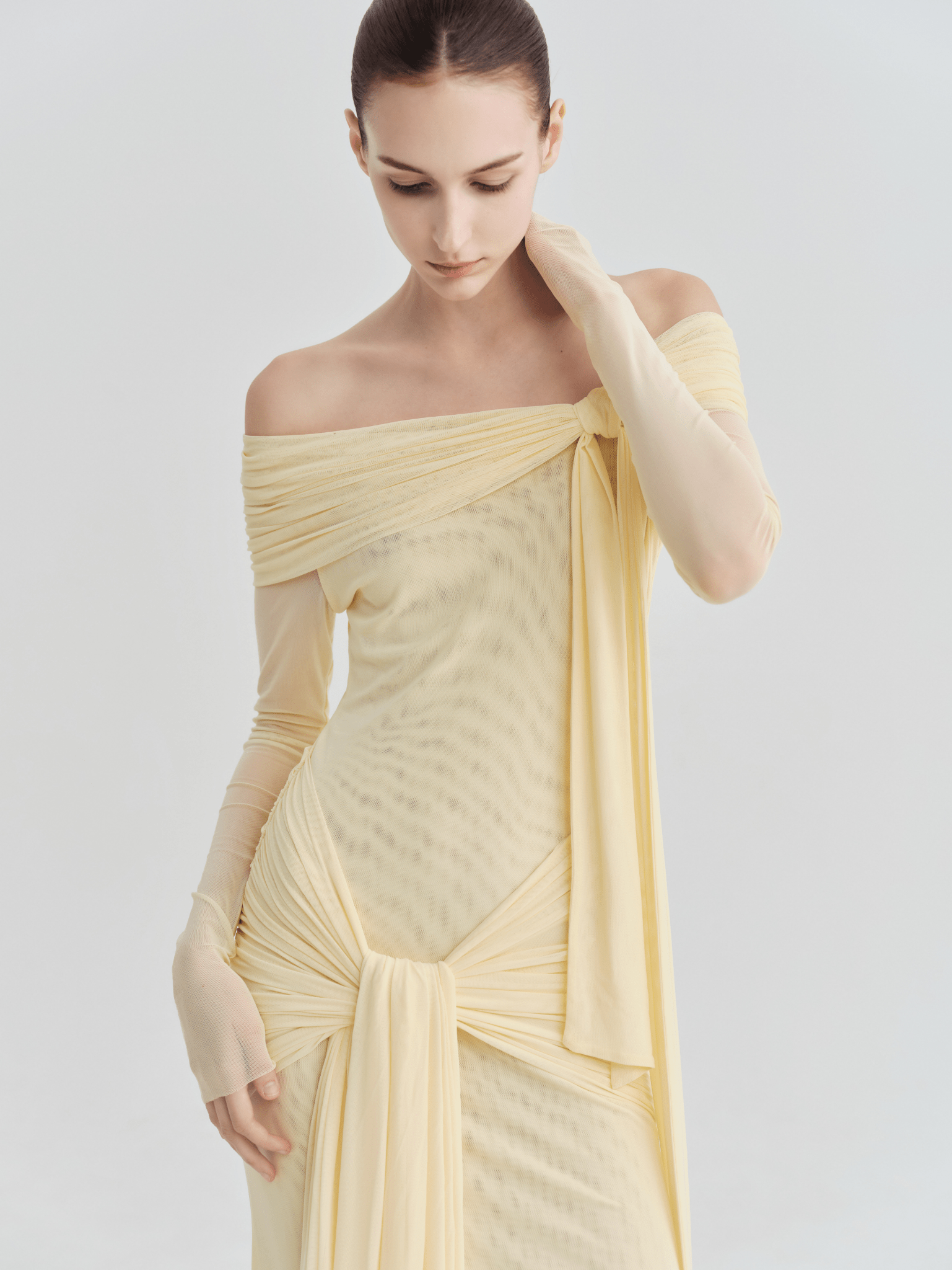 The Lily Off - Shoulder Draped Tie Maxi Dress - COCOSIN.OFFICIAL