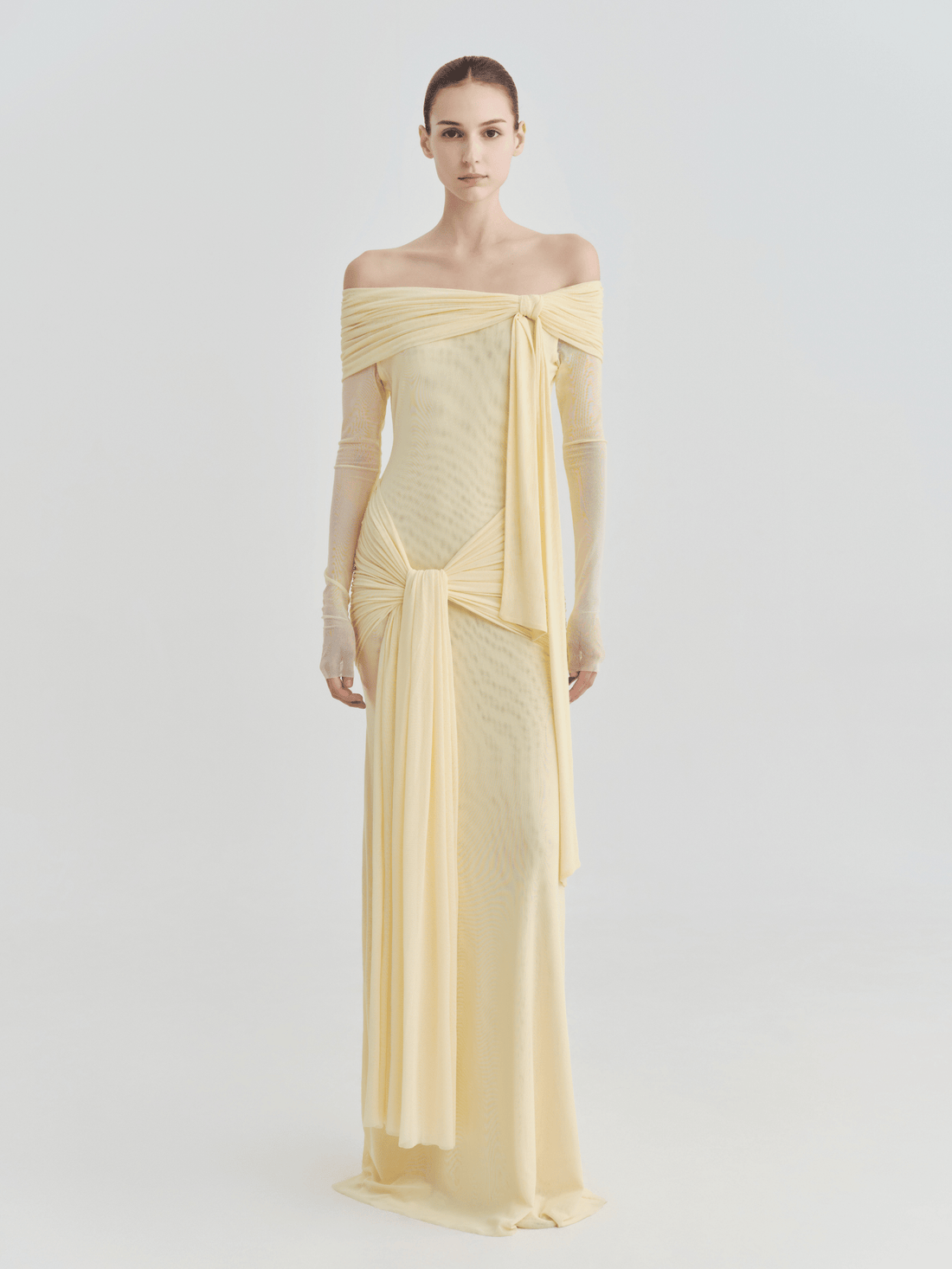The Lily Off - Shoulder Draped Tie Maxi Dress - COCOSIN.OFFICIAL