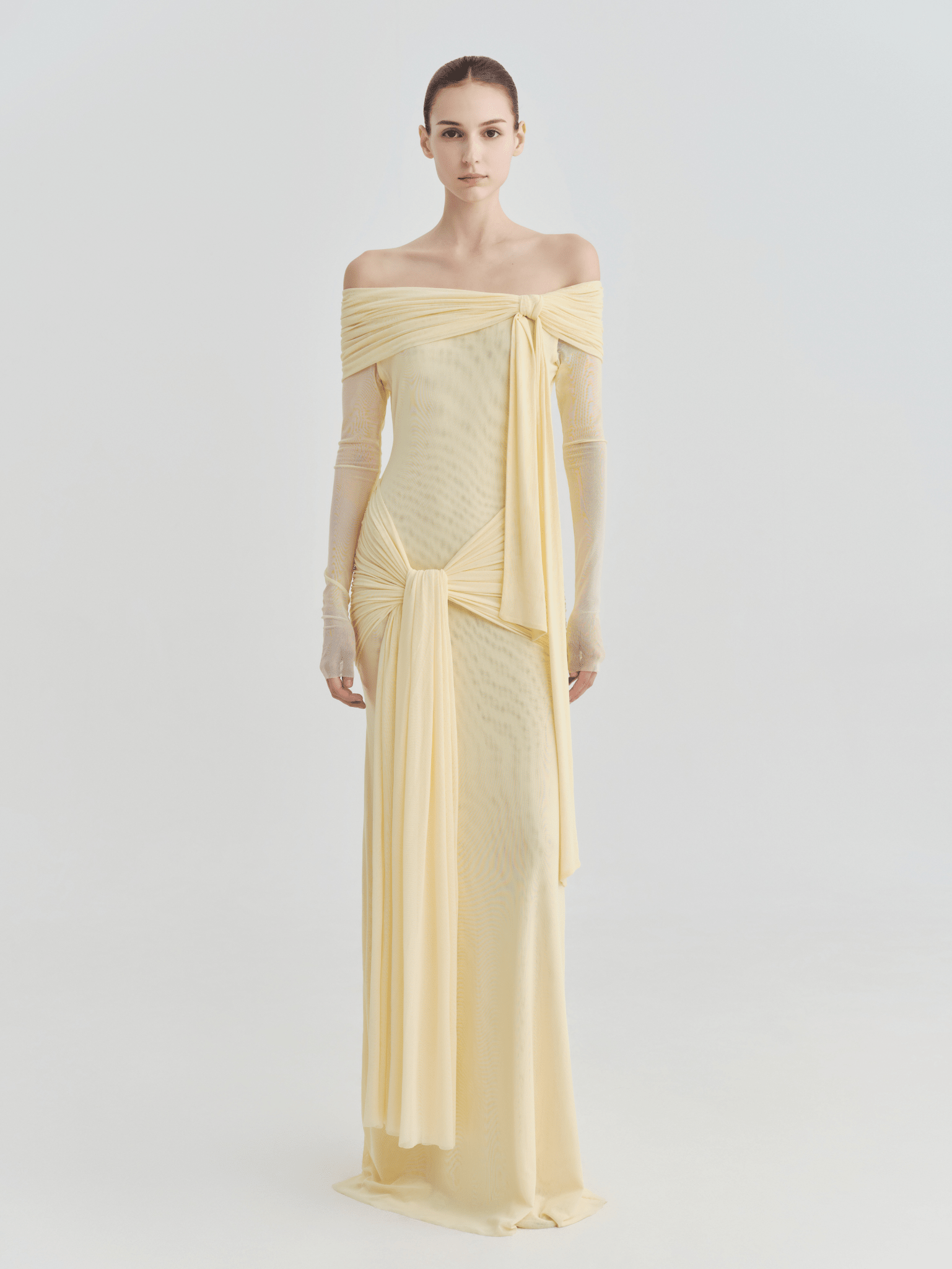 The Lily Off - Shoulder Draped Tie Maxi Dress - COCOSIN.OFFICIAL
