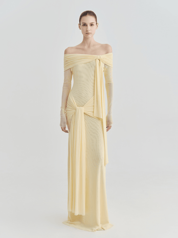 The Lily Off - Shoulder Draped Tie Maxi Dress - COCOSIN.OFFICIAL