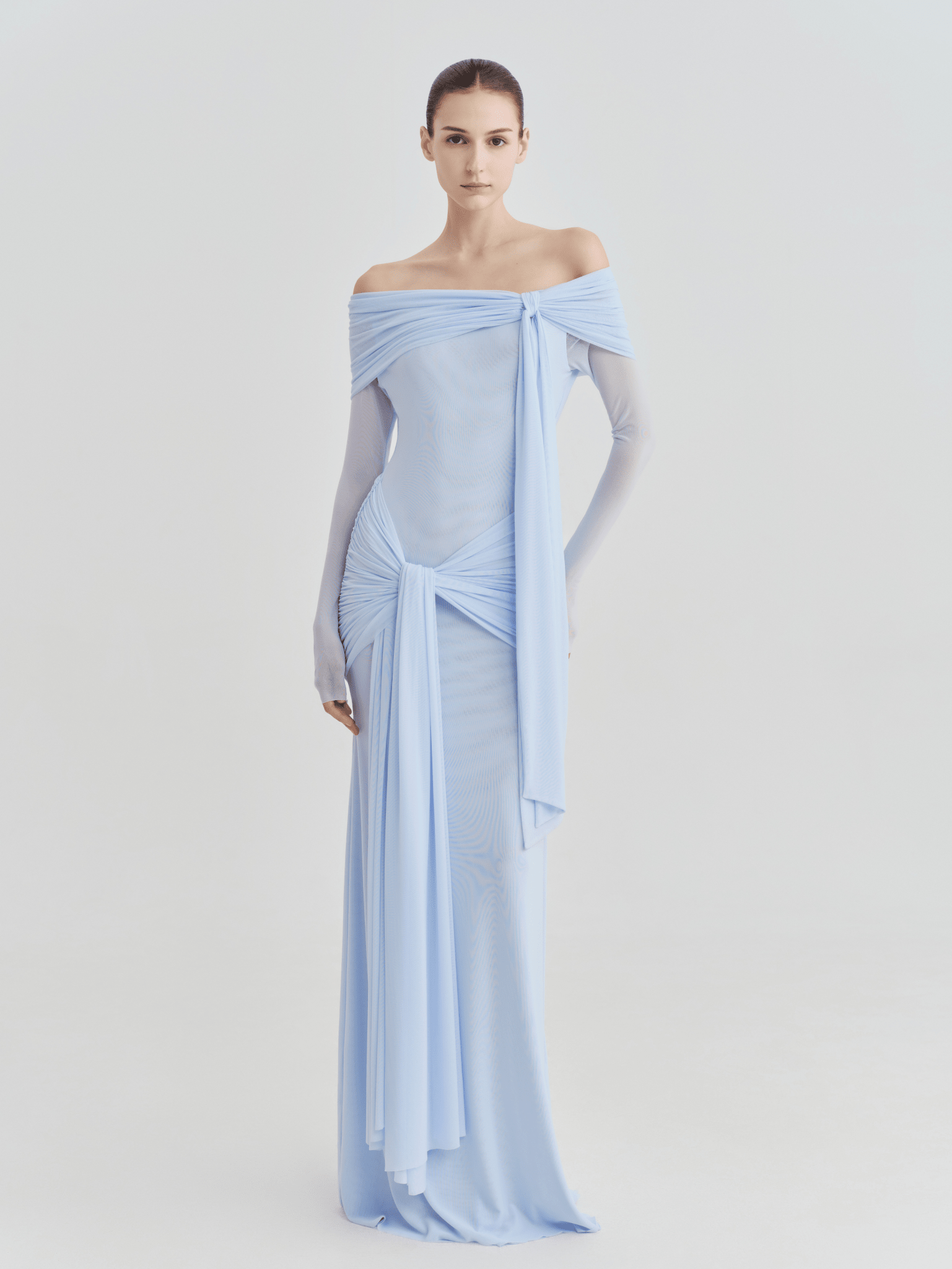 The Lily Off - Shoulder Draped Tie Maxi Dress - COCOSIN.OFFICIAL