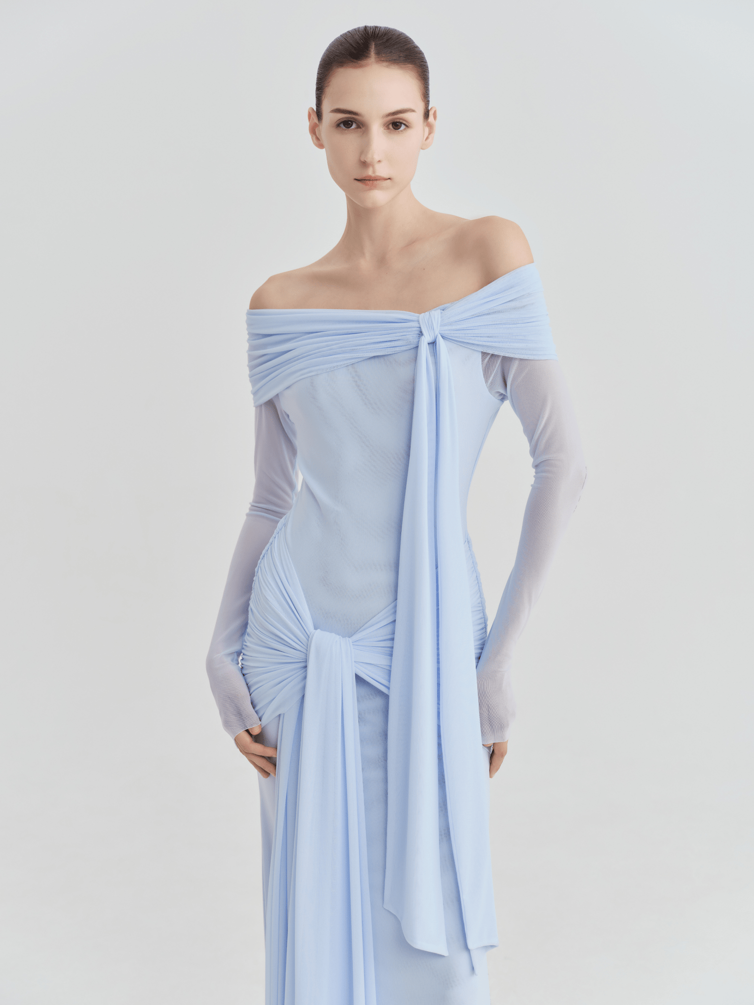 The Lily Off - Shoulder Draped Tie Maxi Dress - COCOSIN.OFFICIAL