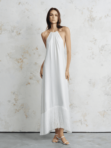 The Lyra Fringe Satin Maxi Dress - COCOSIN.OFFICIAL