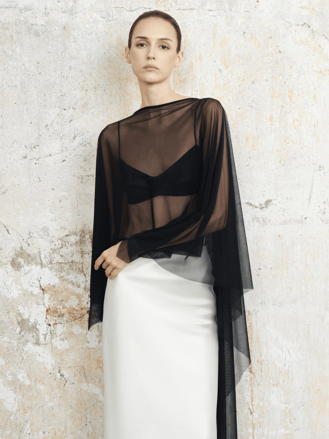The Mesh Cape & Satin Bralette Set - COCOSIN.OFFICIAL