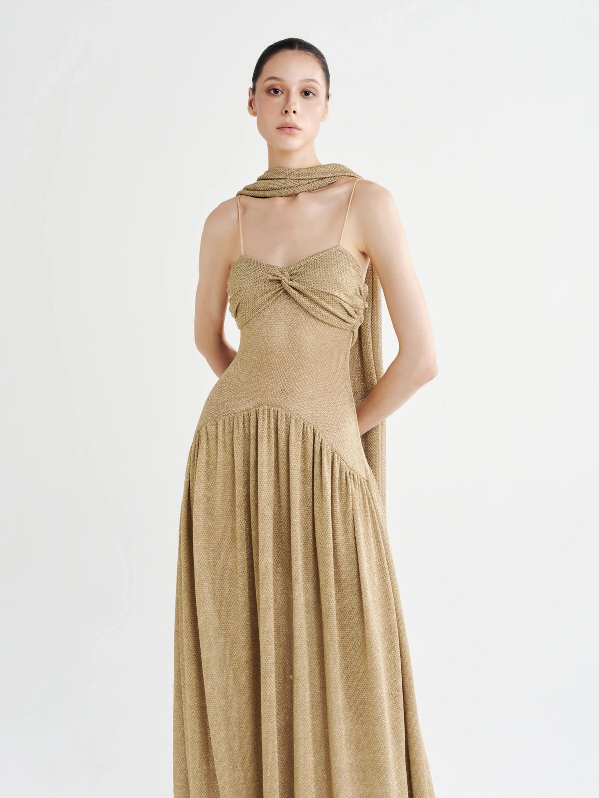 The Metallic Muse Mesh Halter Gown - COCOSIN.OFFICIAL