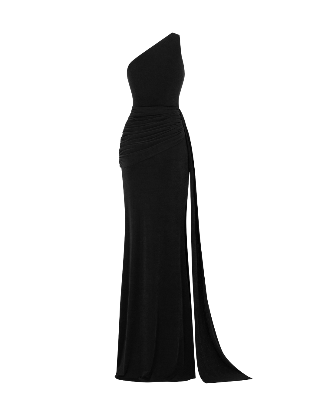 The One - Shoulder Draped Gown with Metal Accent - COCOSIN.OFFICIAL