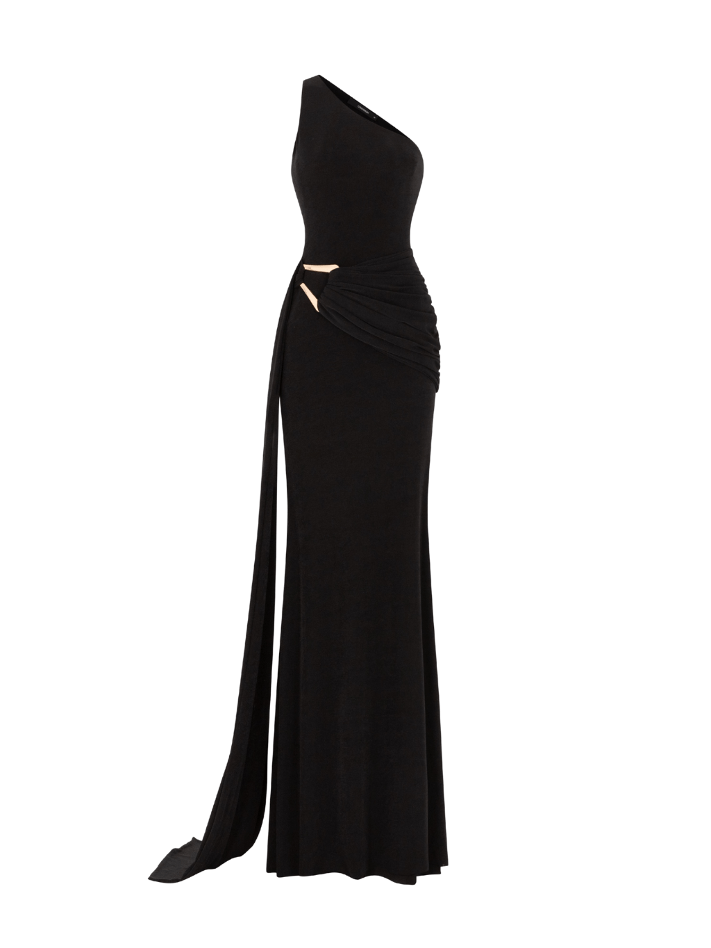 The One - Shoulder Draped Gown with Metal Accent - COCOSIN.OFFICIAL