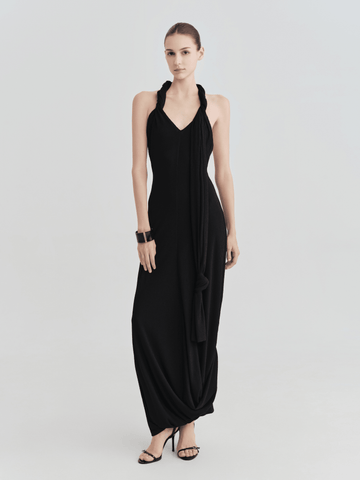 The Onyx Scarf - Tie Halter Maxi - COCOSIN.OFFICIAL