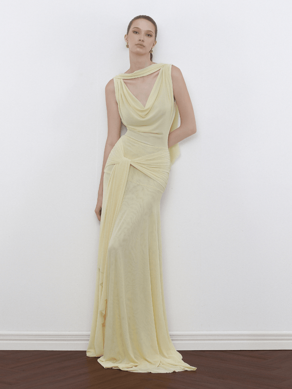 The Solène Drape Maxi Dress - COCOSIN.OFFICIAL