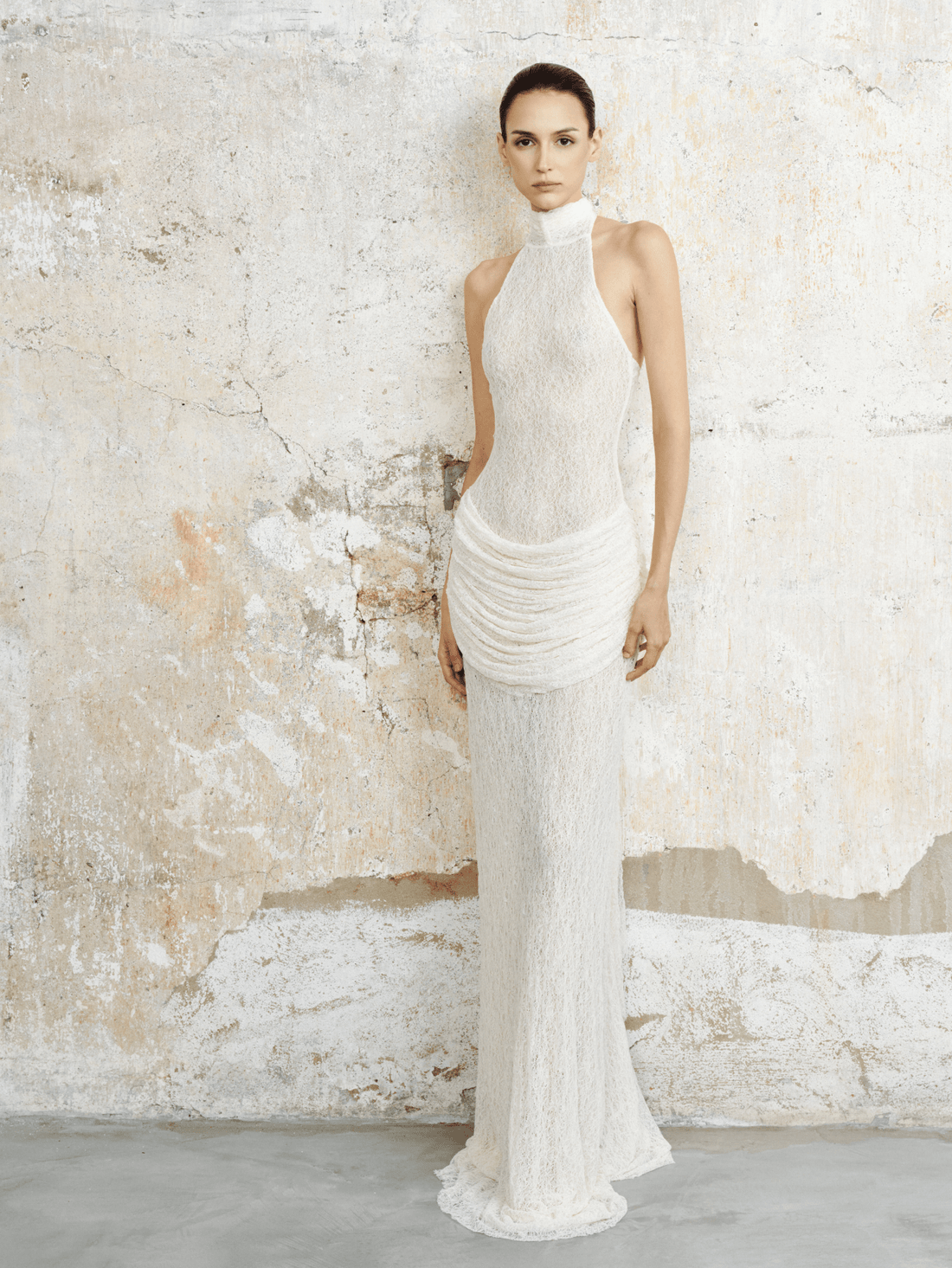 The Textured Lace Halter Gown - COCOSIN.OFFICIAL