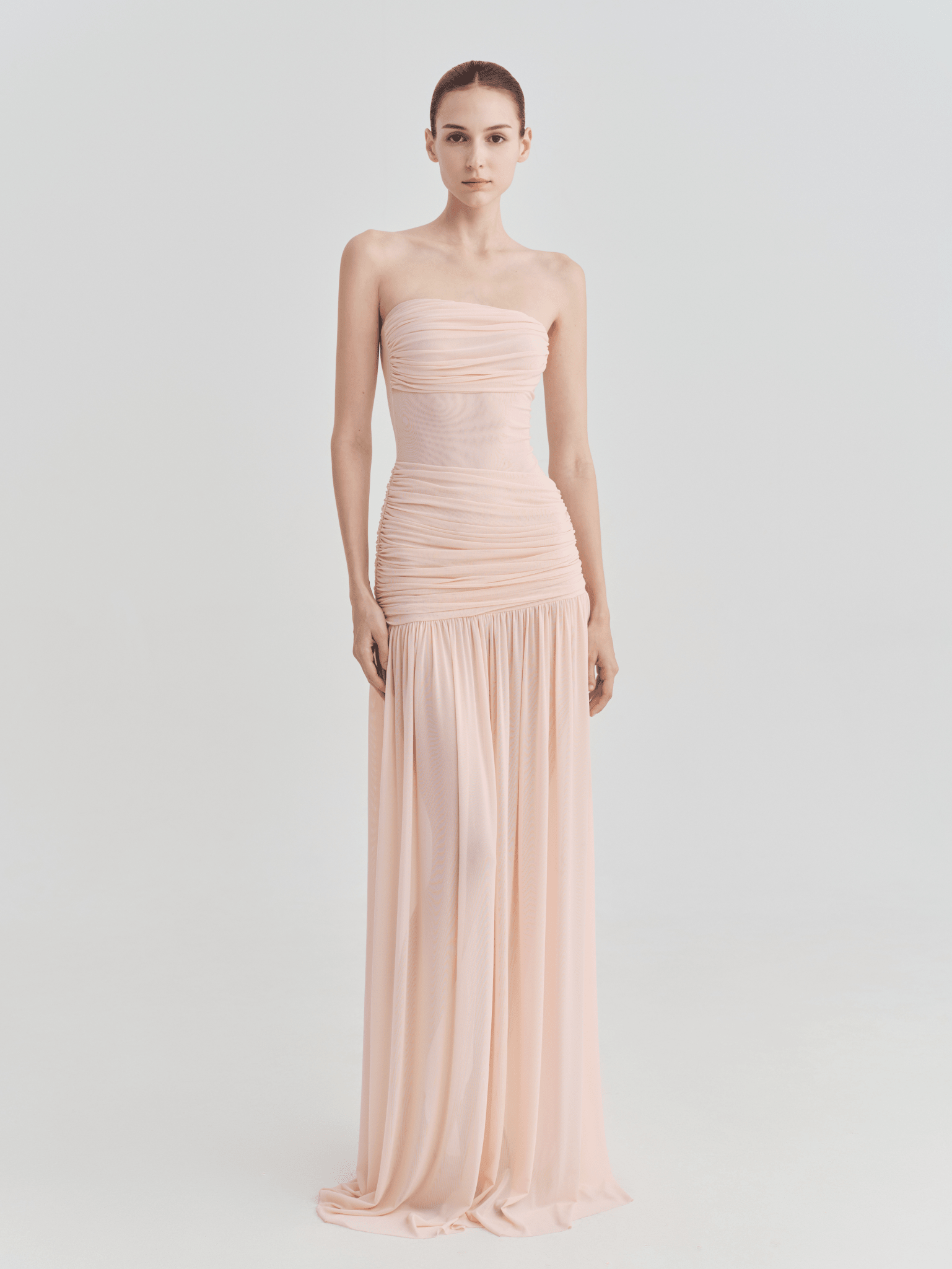 The Victoria Strapless Ruched Maxi Dress - COCOSIN.OFFICIAL
