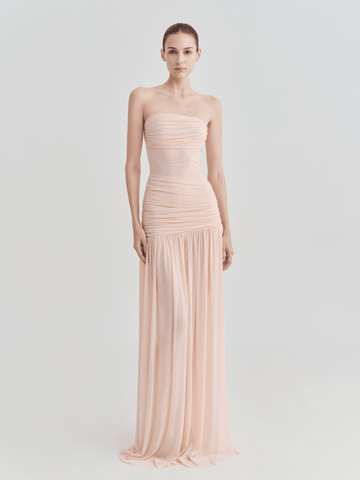 The Victoria Strapless Ruched Maxi Dress - COCOSIN.OFFICIAL