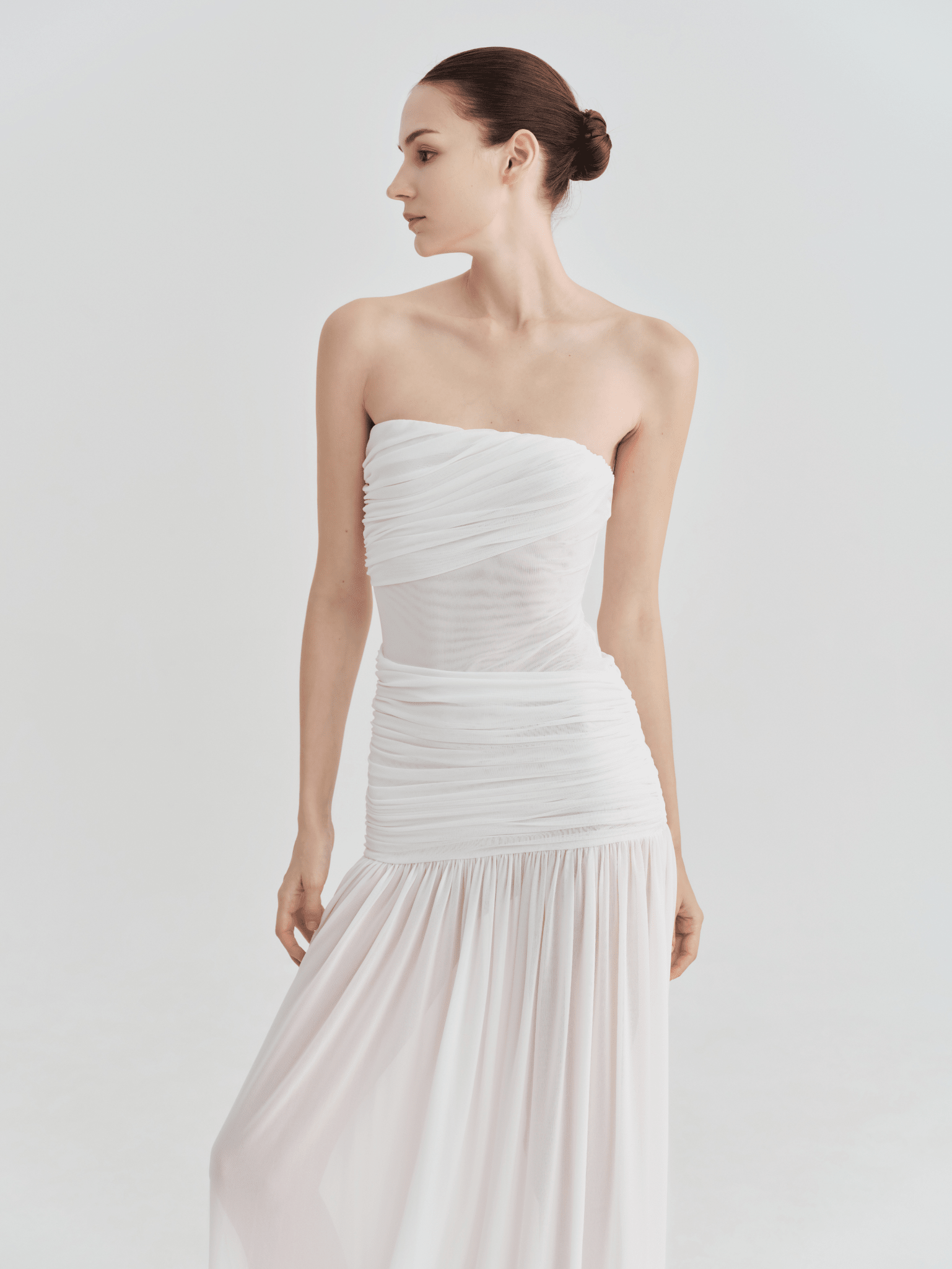 The Victoria Strapless Ruched Maxi Dress - COCOSIN.OFFICIAL