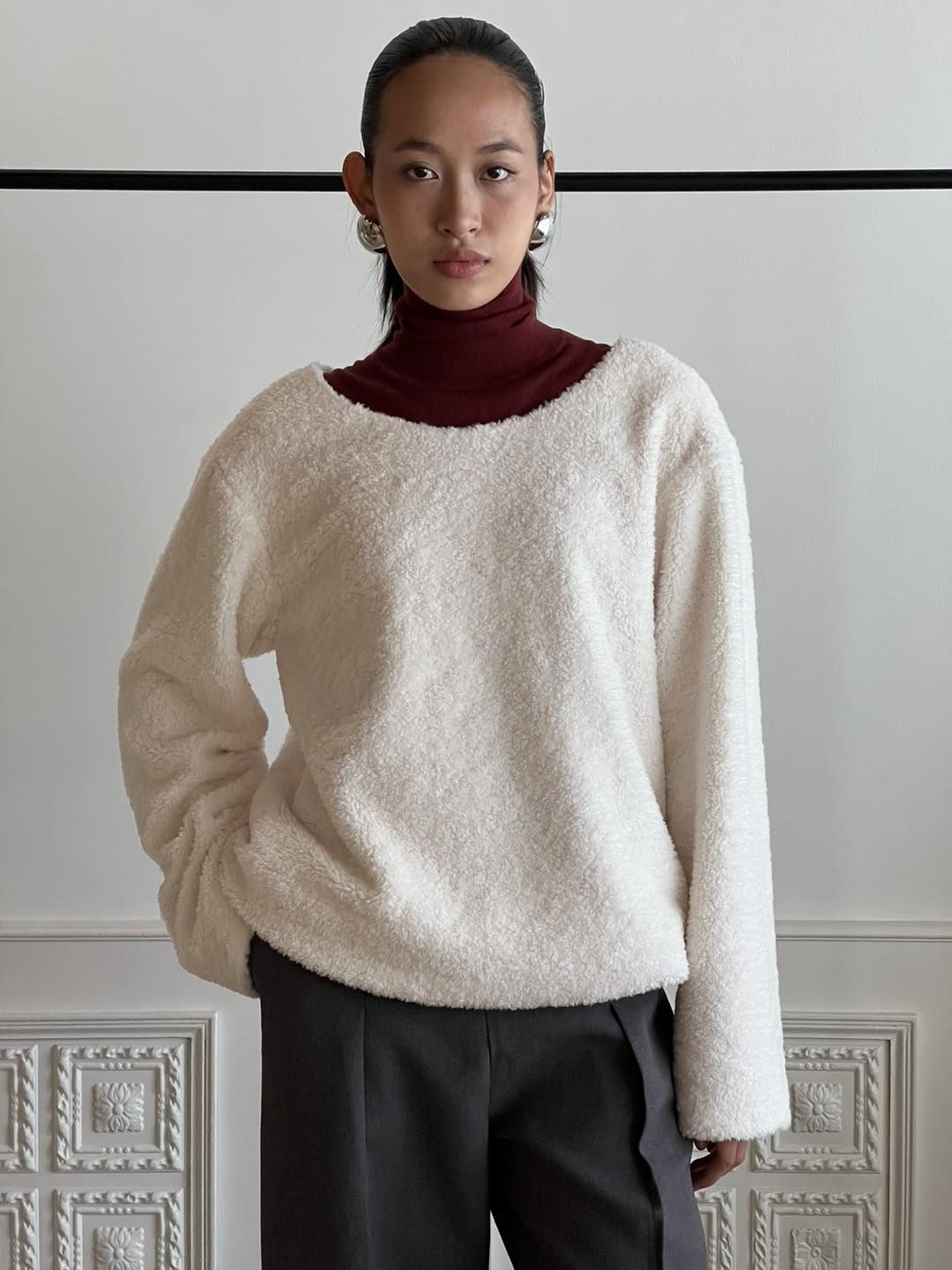 White Faux Fur Top - COCOSIN.OFFICIAL