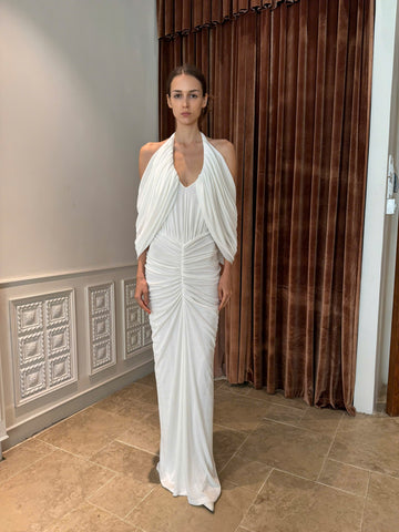 The Celine Draped Halter Maxi Dress